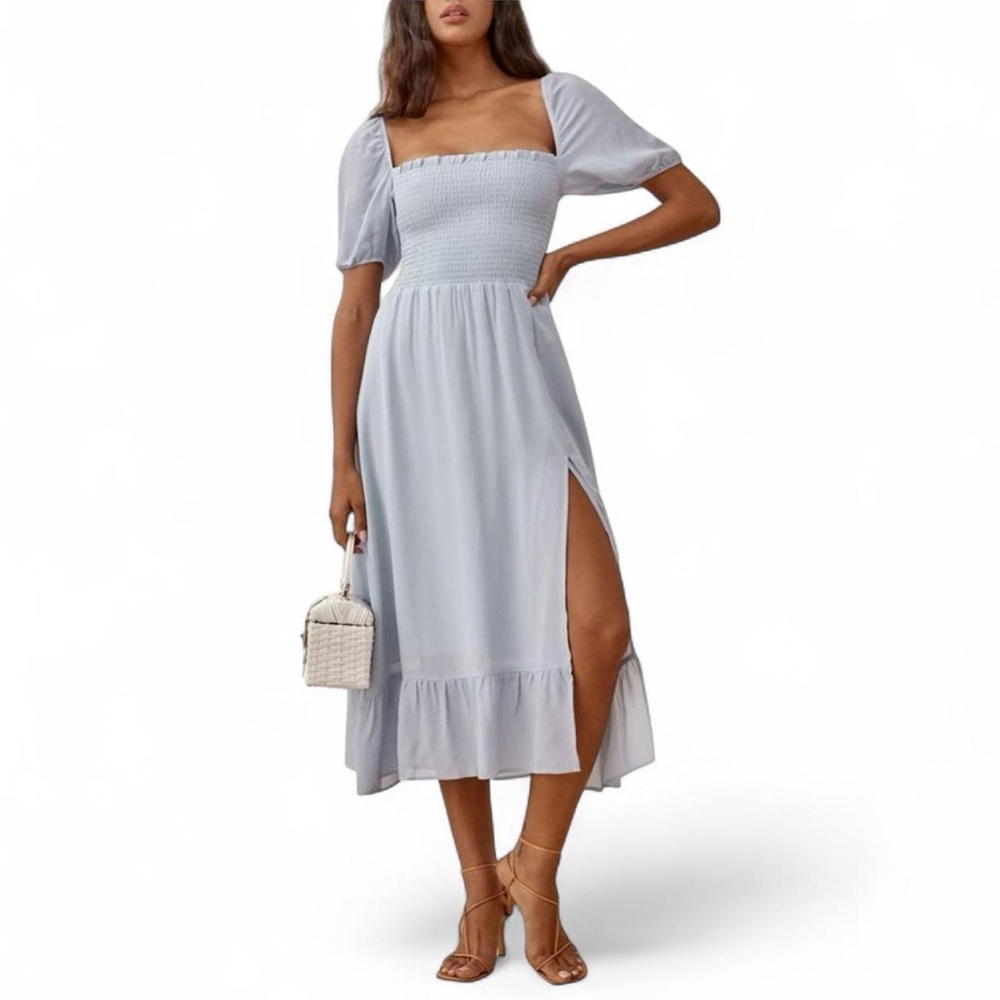 Reformation Meadow Midi Dress Mineral Blue EUC